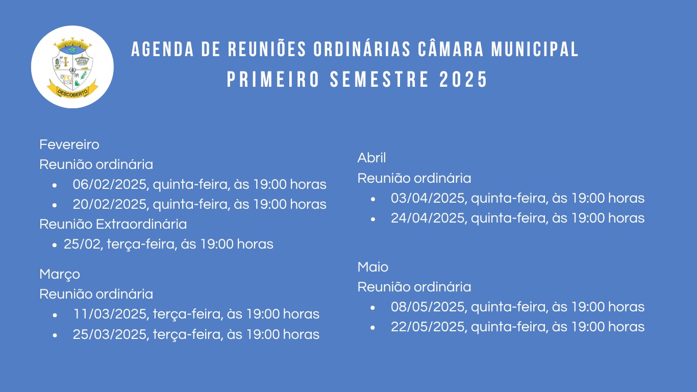 Calendário de Reuniões 2025 – 1º semestre